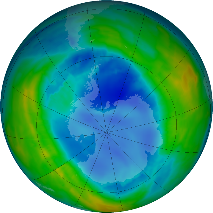 Antarctic ozone map for 16 August 2013